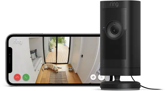 Ring Stick Up Cam Pro outdoor security camera with power adapter, Black